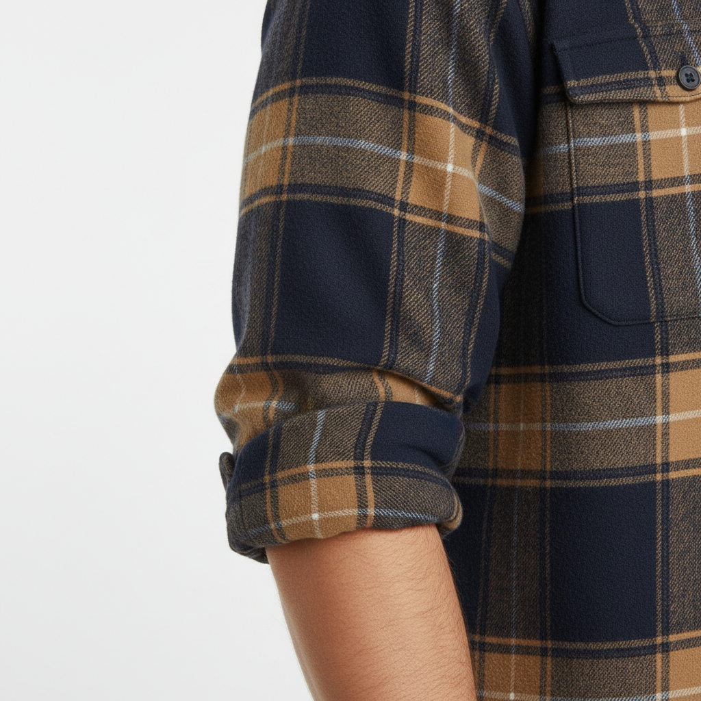 Chemise homme en flanelle à carreaux manches longues coupe ajustée 11