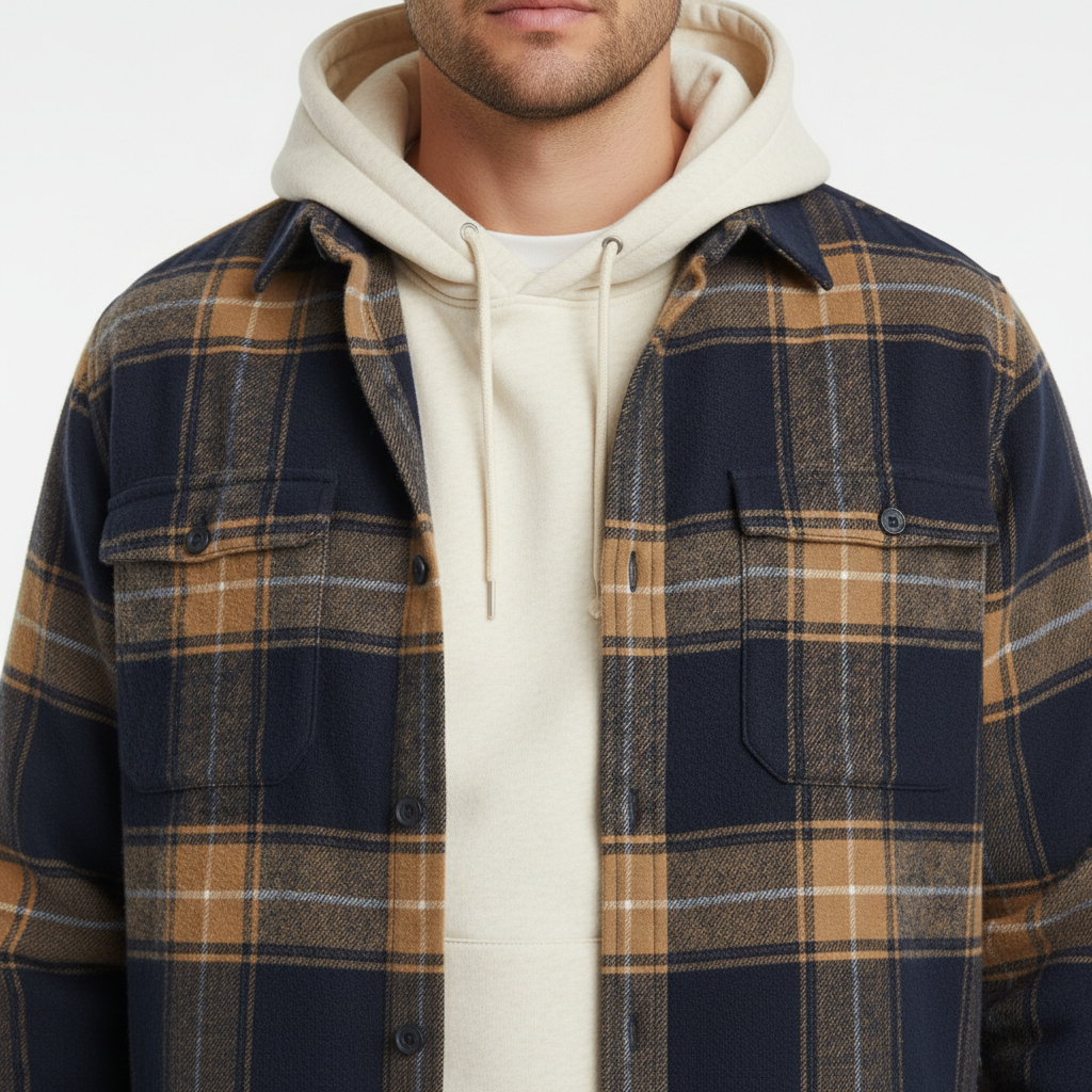 Chemise homme en flanelle à carreaux manches longues coupe ajustée 12