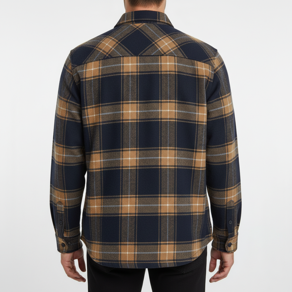 Chemise homme en flanelle à carreaux manches longues coupe ajustée 14