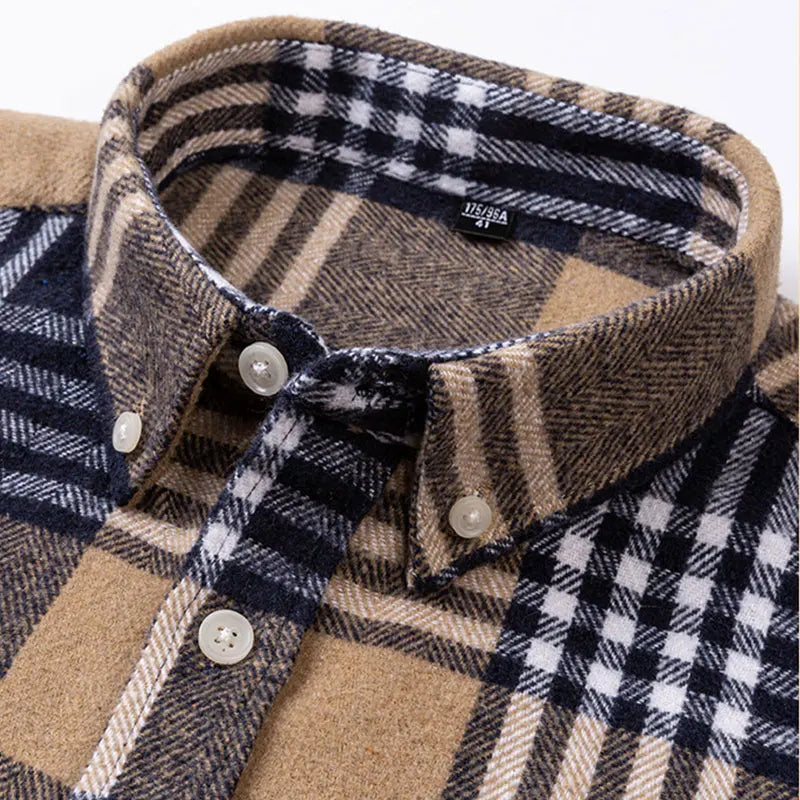 Chemise homme en flanelle à carreaux manches longues coupe ajustée 15