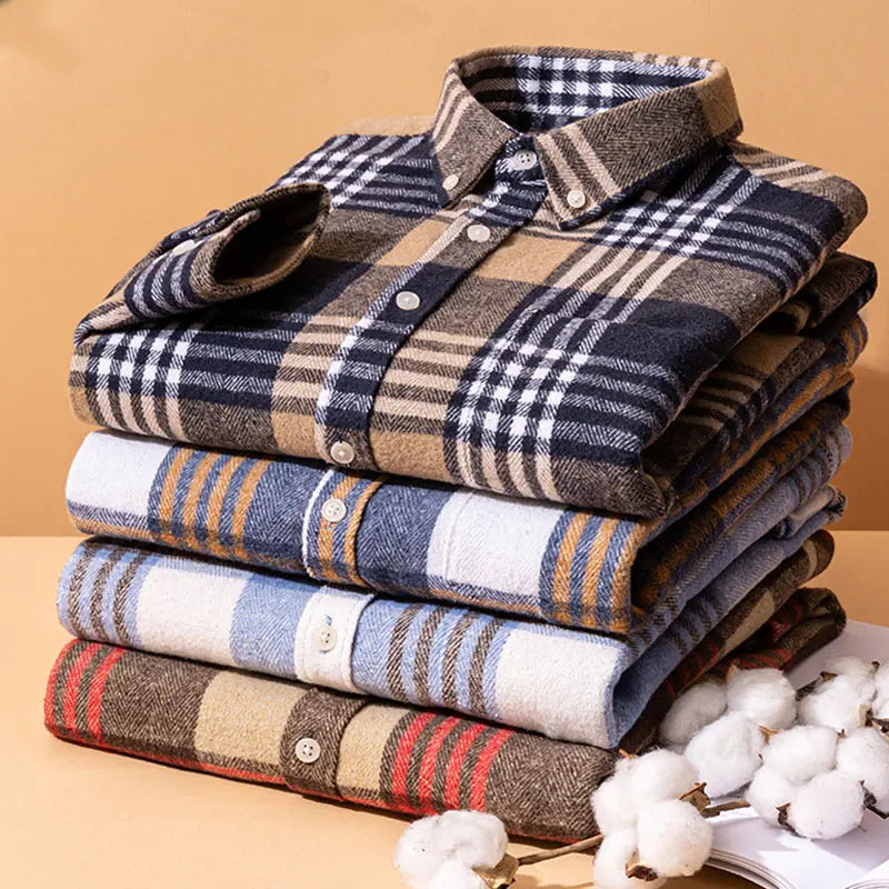 Chemise homme en flanelle à carreaux manches longues coupe ajustée 16