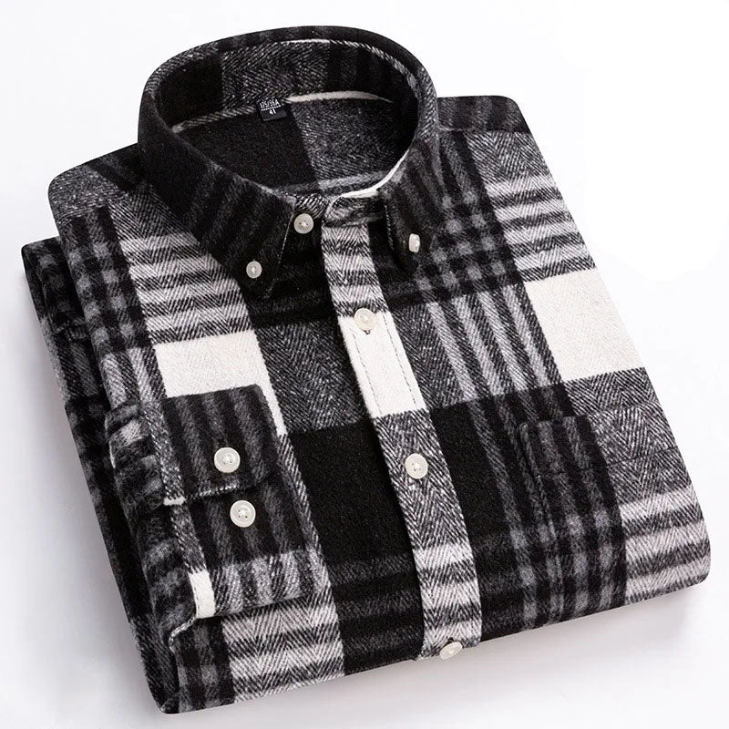 Chemise homme en flanelle à carreaux manches longues coupe ajustée 2