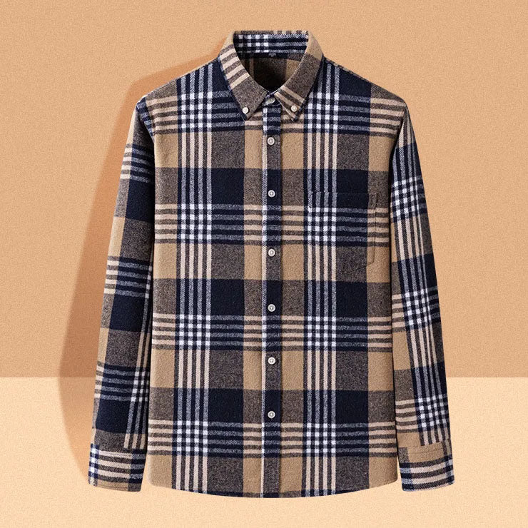 Chemise homme en flanelle à carreaux manches longues coupe ajustée 20
