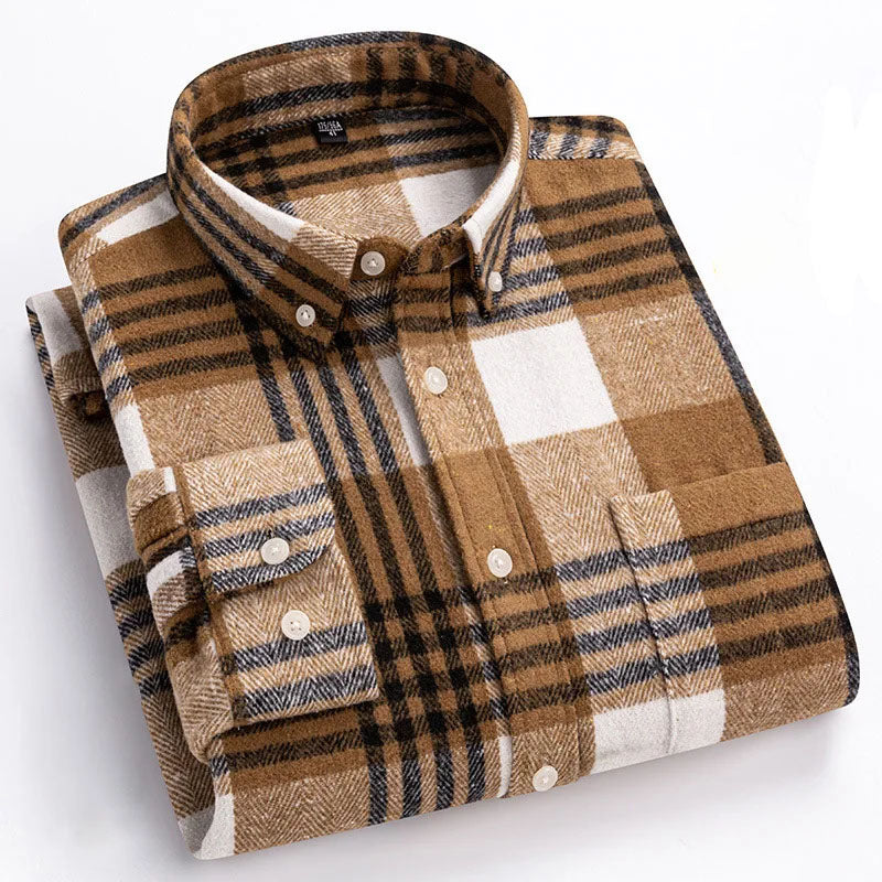 Chemise homme en flanelle à carreaux manches longues coupe ajustée 3