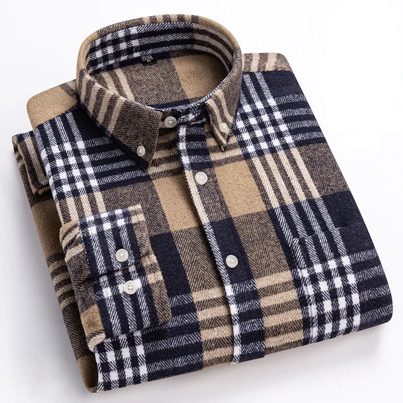 Chemise homme en flanelle à carreaux manches longues coupe ajustée 4
