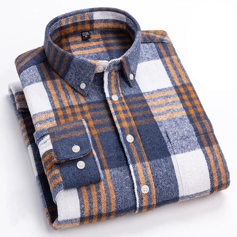 Chemise homme en flanelle à carreaux manches longues coupe ajustée 6