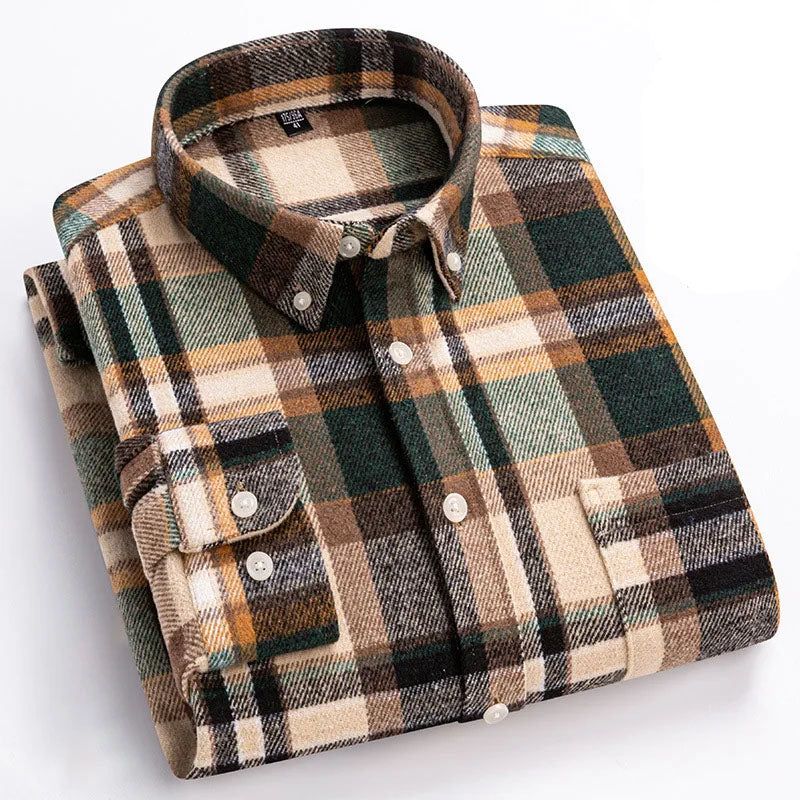 Chemise homme en flanelle à carreaux manches longues coupe ajustée 7