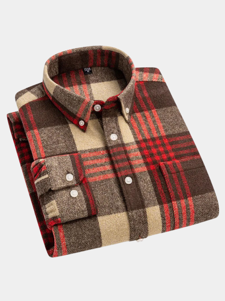 Chemise homme en flanelle à carreaux manches longues coupe ajustée 9