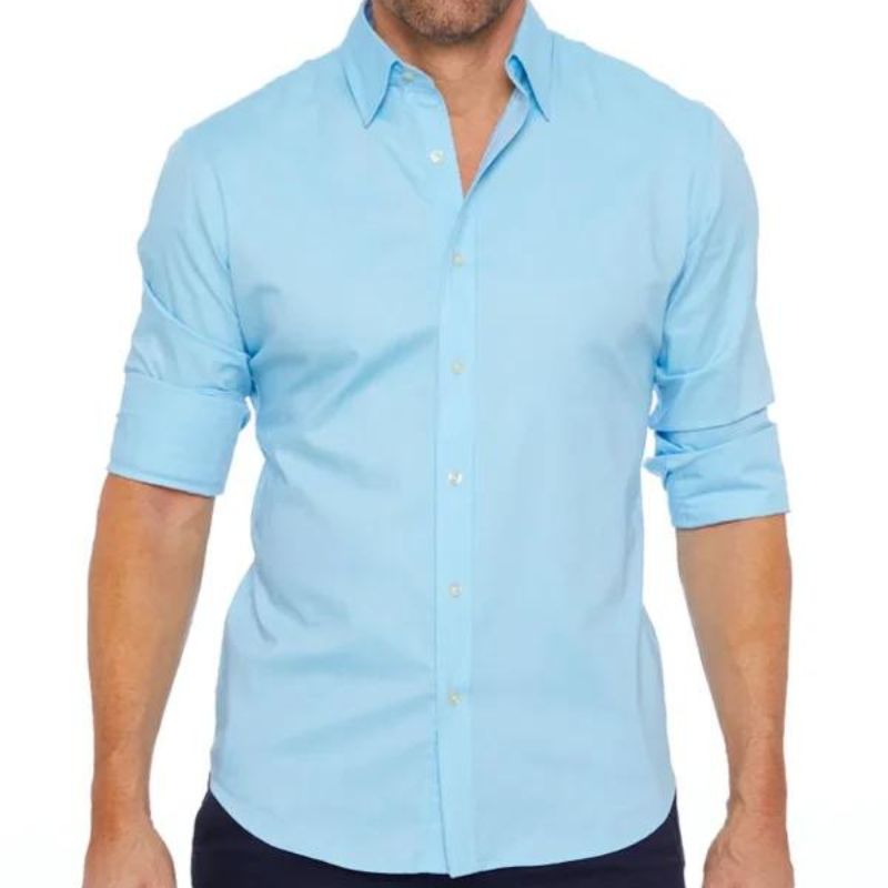 Chemise homme infroissable à fermeture zippée dissimulée manches longues 14