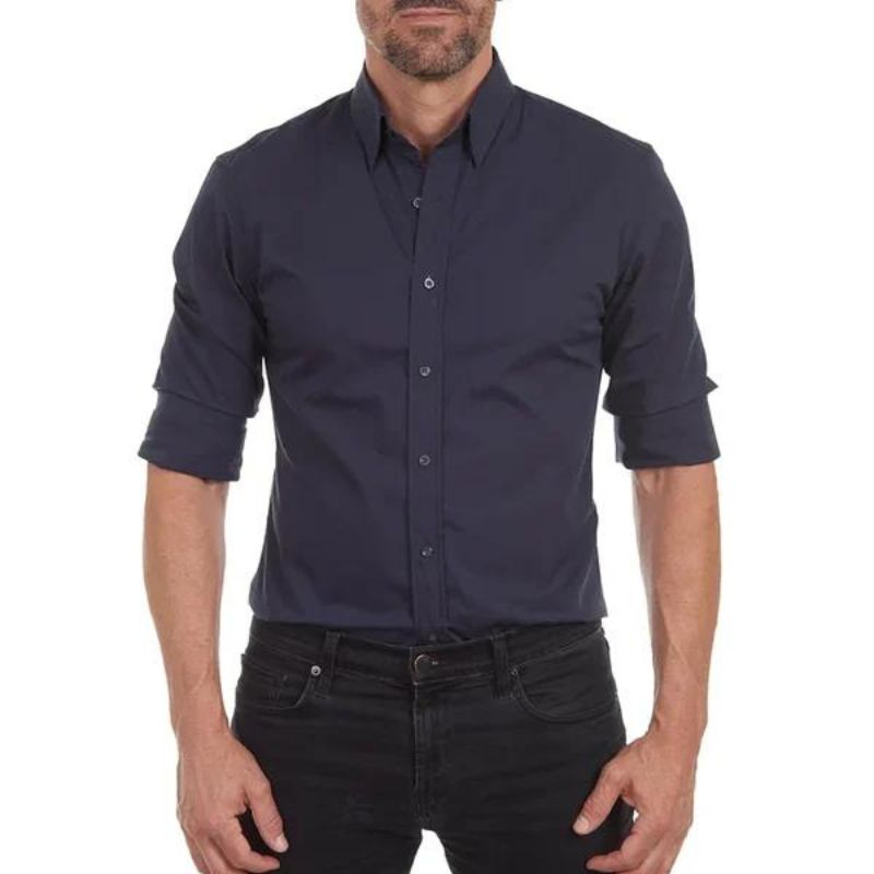 Chemise homme infroissable à fermeture zippée dissimulée manches longues 17
