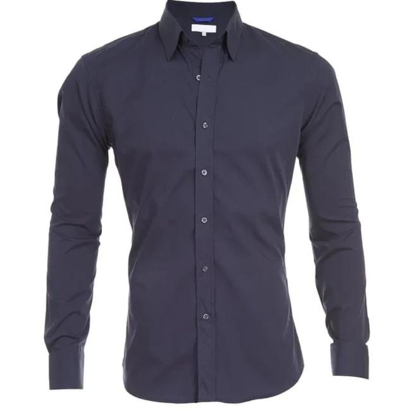 Chemise homme infroissable à fermeture zippée dissimulée manches longues 19