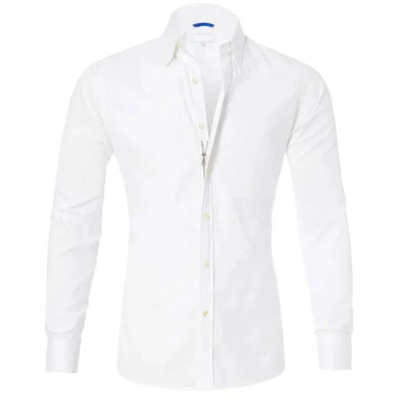 Chemise homme infroissable à fermeture zippée dissimulée manches longues 2