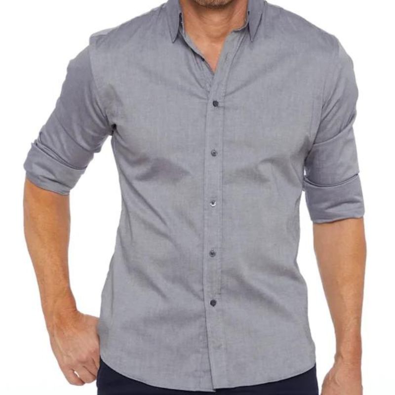 Chemise homme infroissable à fermeture zippée dissimulée manches longues 21