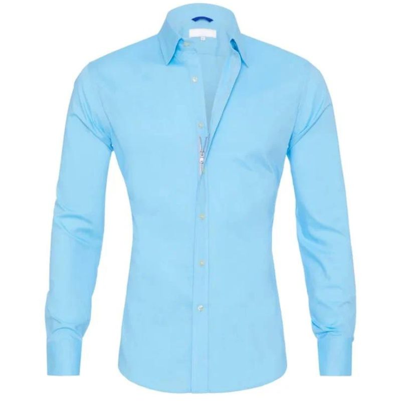 Chemise homme infroissable à fermeture zippée dissimulée manches longues 3