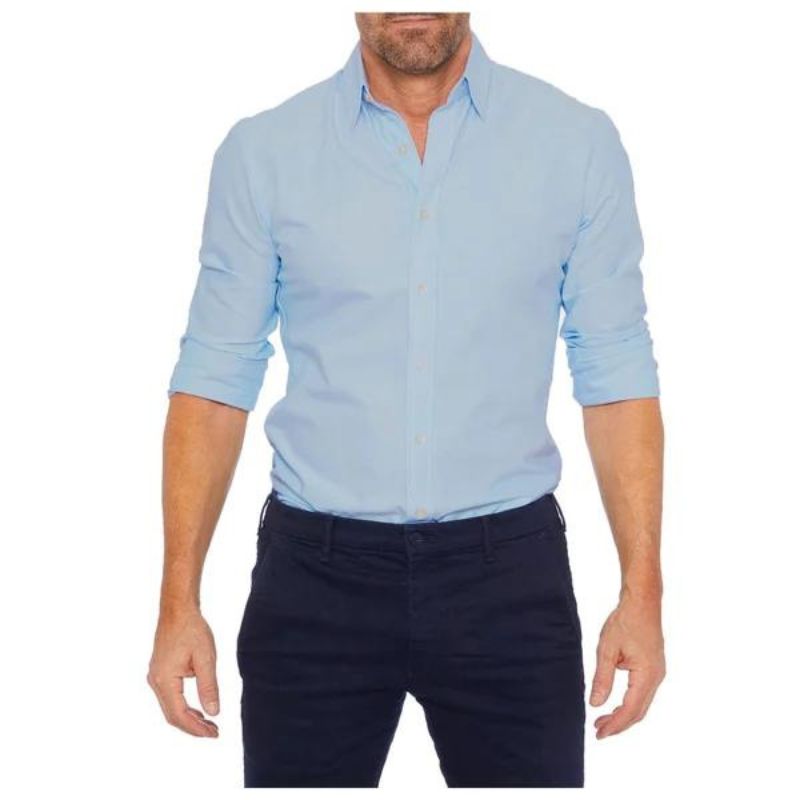 Chemise homme infroissable à fermeture zippée dissimulée manches longues 4