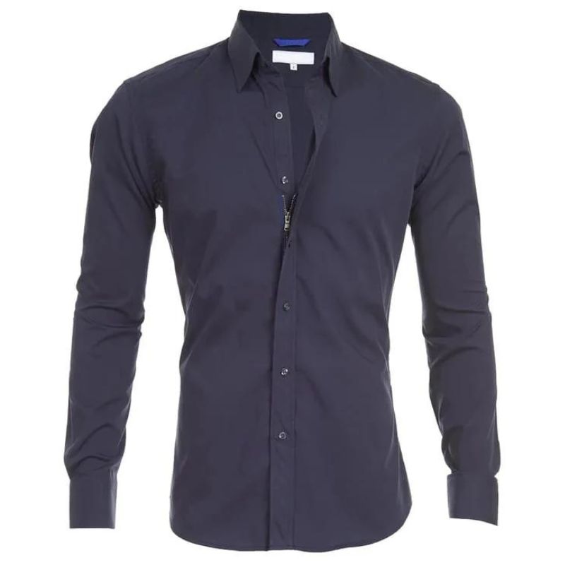 Chemise homme infroissable à fermeture zippée dissimulée manches longues 5