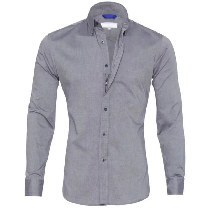 Chemise homme infroissable à fermeture zippée dissimulée manches longues 6