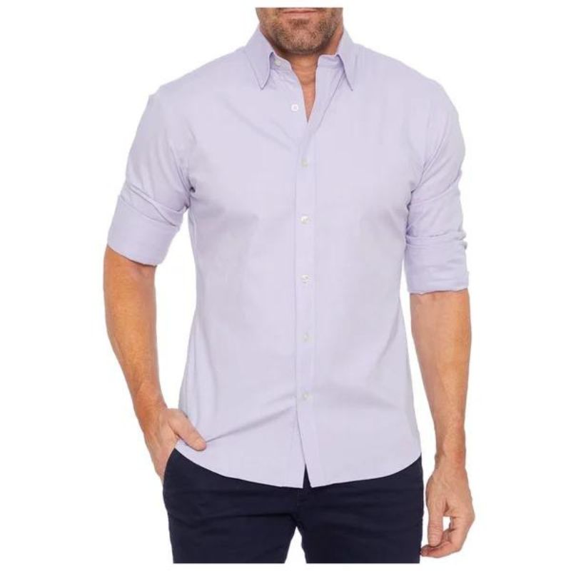 Chemise homme infroissable à fermeture zippée dissimulée manches longues 7
