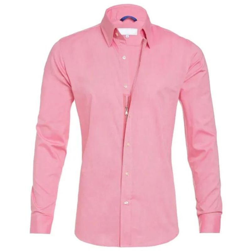Chemise homme infroissable à fermeture zippée dissimulée manches longues 8