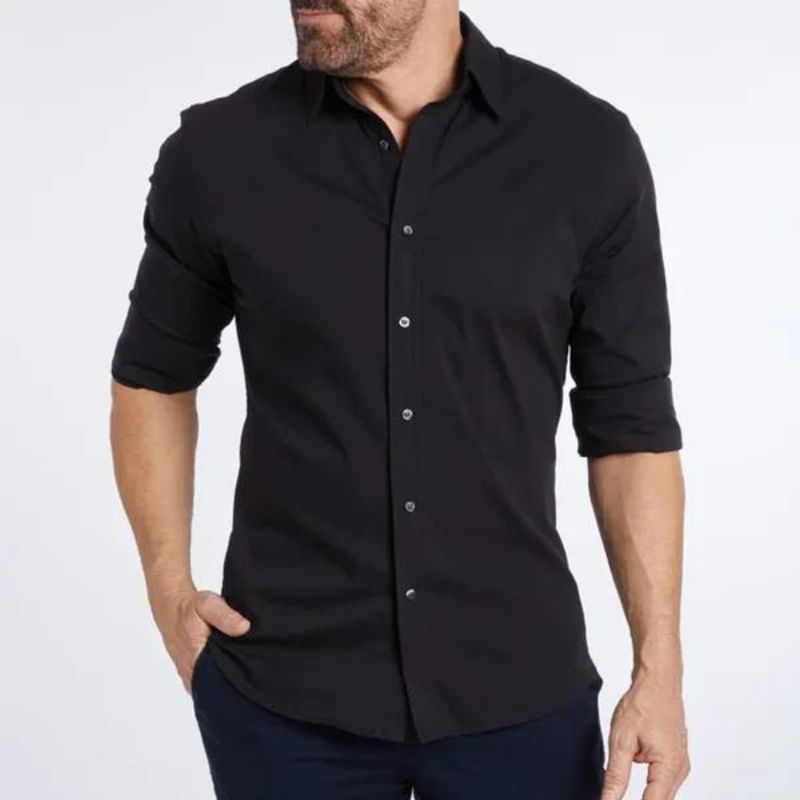 Chemise homme infroissable à fermeture zippée dissimulée manches longues 9