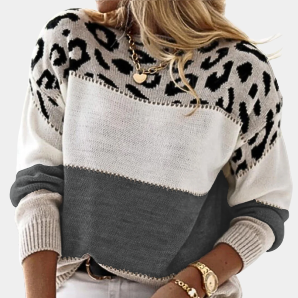 Pull pour femmes automne imprimé léopard doux chaud en maille oversize Cheyenne