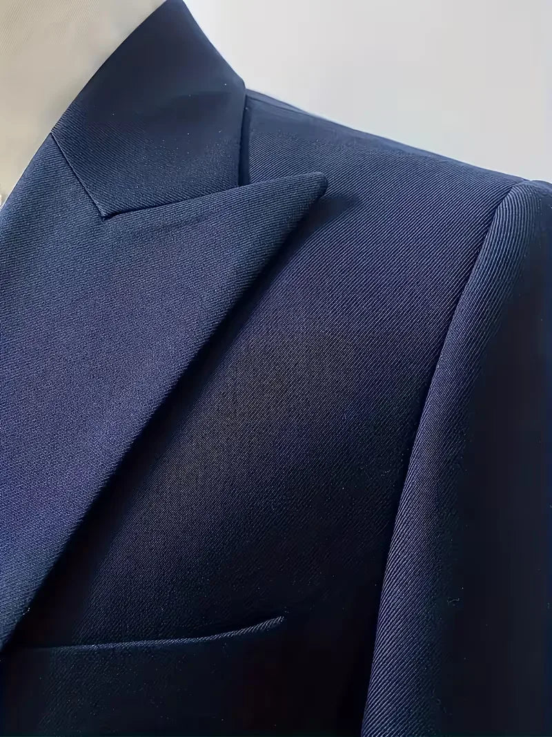 Costume 3 pièces homme croisé coupe slim veste à revers gilet assorti 12