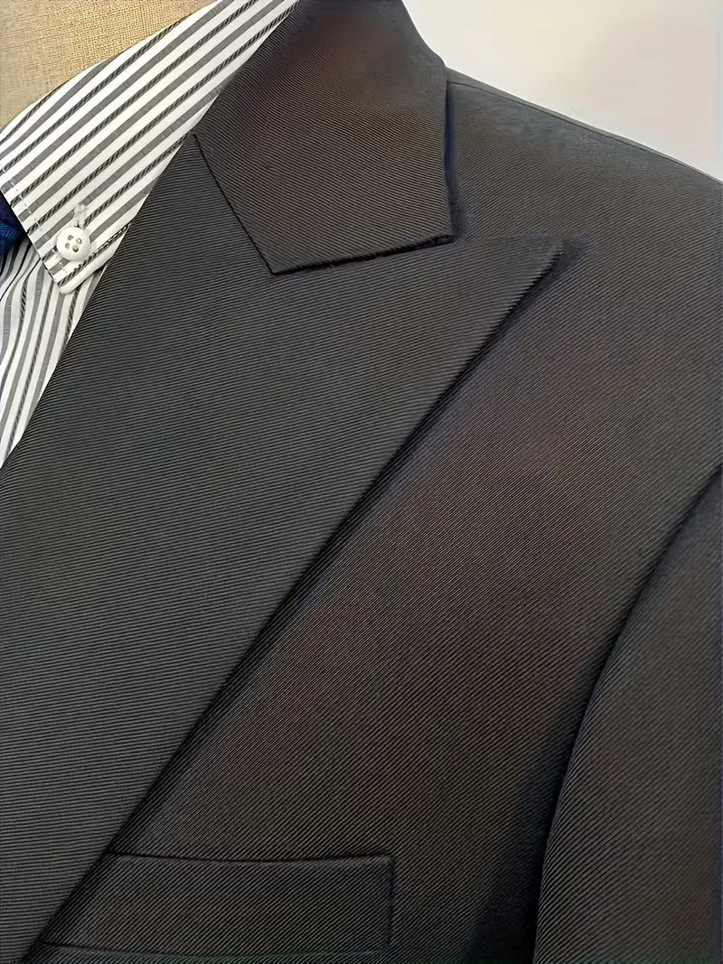 Costume 3 pièces homme croisé coupe slim veste à revers gilet assorti 4