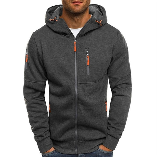 Sweat zippé à capuche pour homme automne en coton mélangé au style sportif avec détails contrastés Mauro