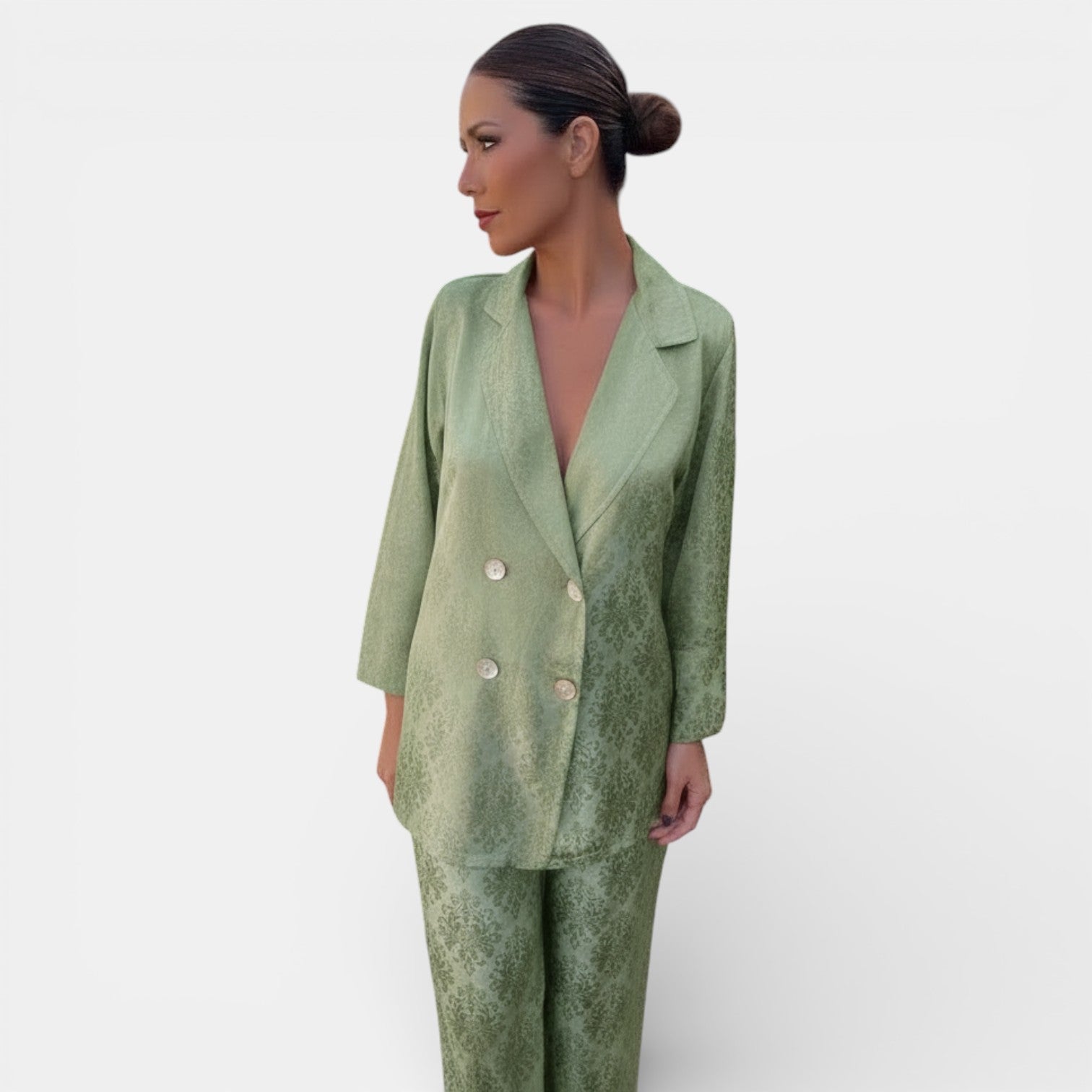 Margaux – Ensemble blazer col V et pantalon large femme
