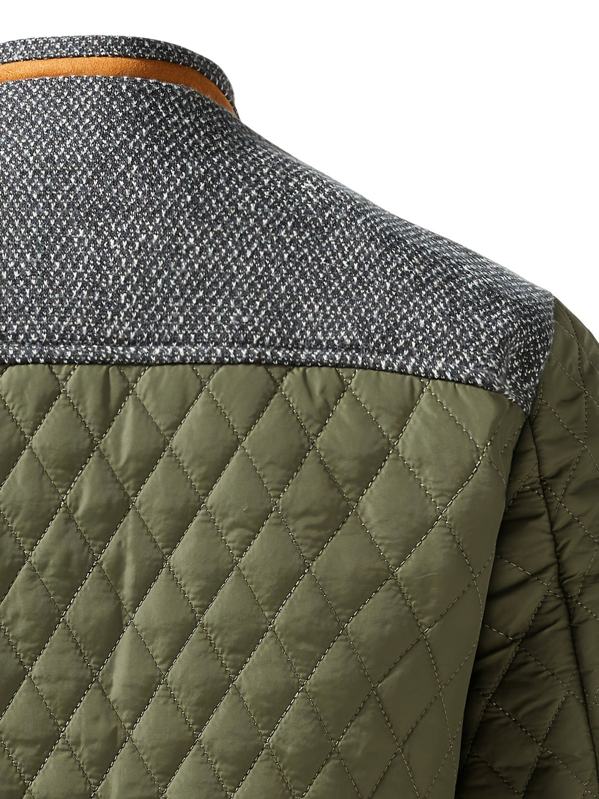 Doudoune homme matelassée courte à empiècements tricot et passepoils contrastants
