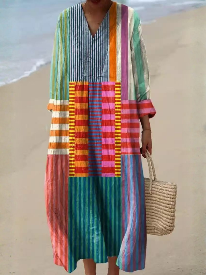 Robe midi fleurie à manches courtes