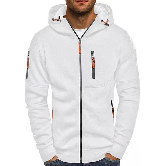 Sweat zippé à capuche pour homme automne en coton mélangé au style sportif avec détails contrastés Mauro