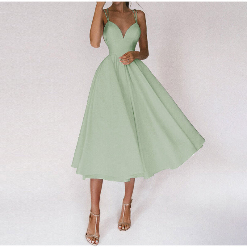 Amélie – Robe midi de soirée à col en V femme