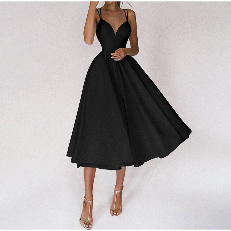 Amélie – Robe midi de soirée à col en V femme