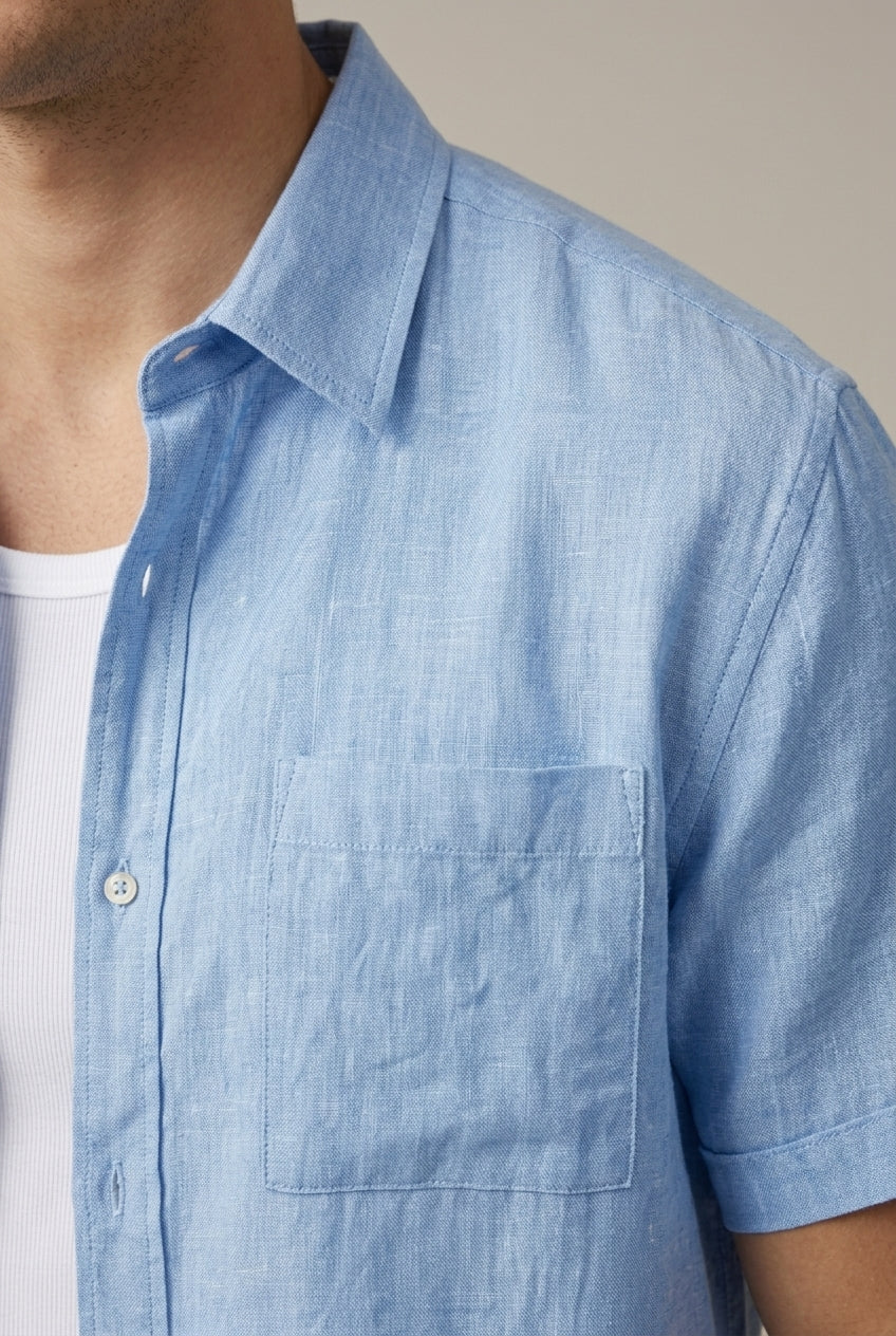 Ensemble homme en lin, chemise à manches courtes et short d'été