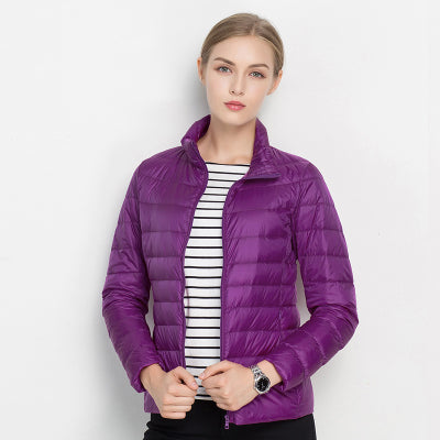 Doudoune courte femme col montant zippée matelassée 3