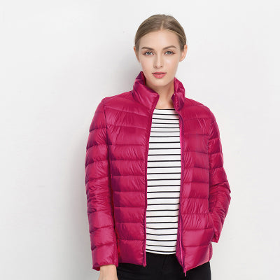 Doudoune courte femme col montant zippée matelassée 4