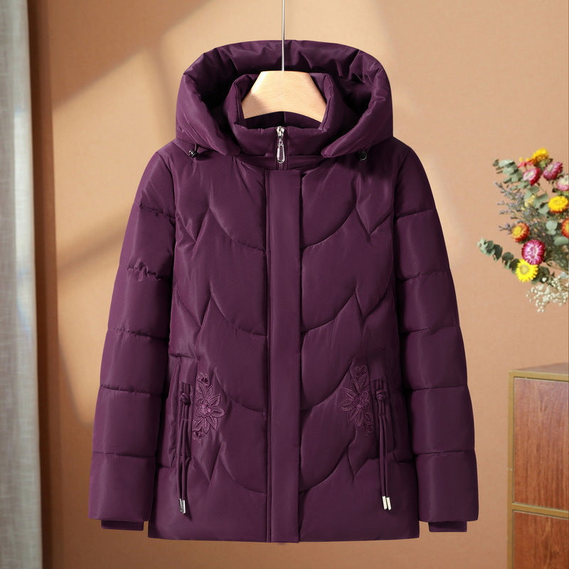 Doudoune femme à capuche matelassée avec broderie florale 4