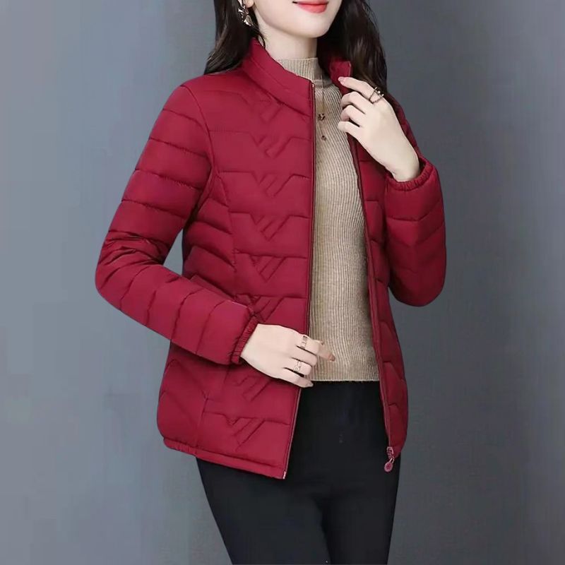 Doudoune femme à col montant zippée matelassée coupe courte 2