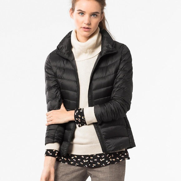 Doudoune femme légère à col montant matelassée coupe droite 7