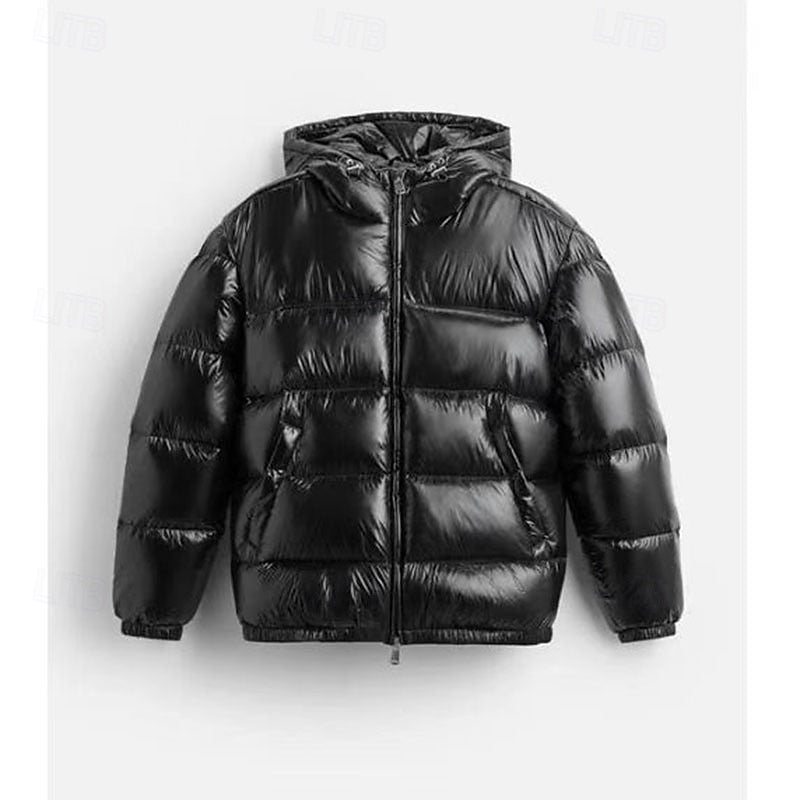 Doudoune homme matelassée courte à capuche aspect brillant 4