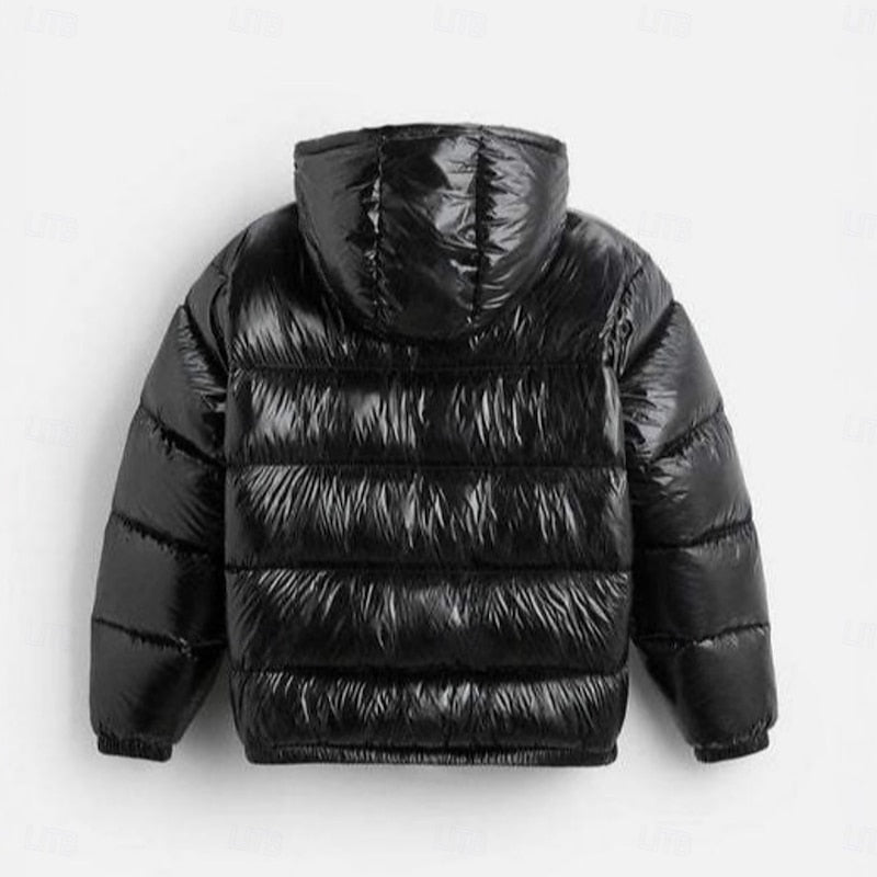 Doudoune homme matelassée courte à capuche aspect brillant 5