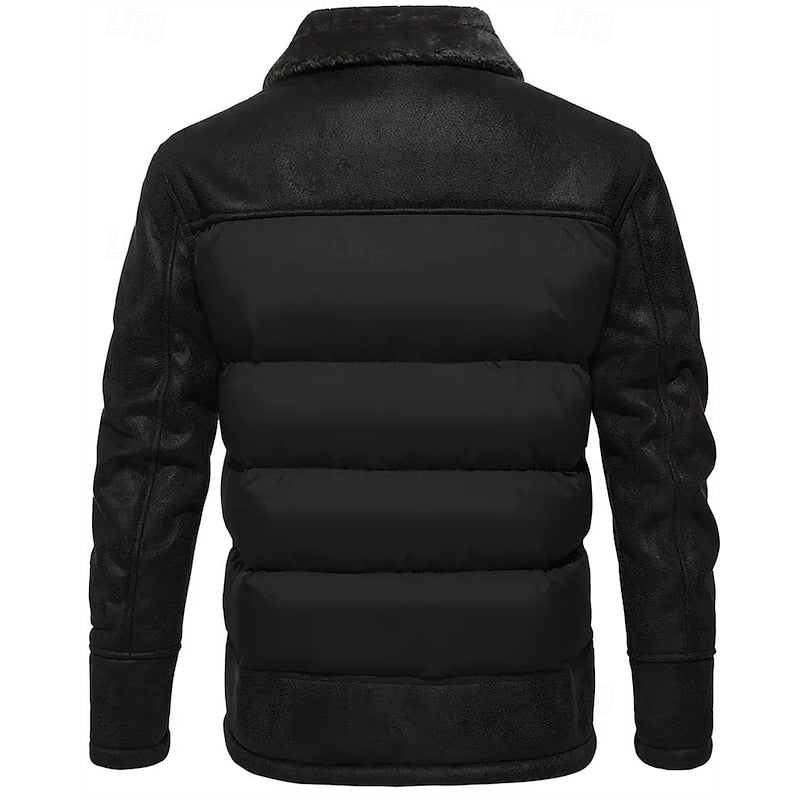 Doudoune homme matelassée courte style aviateur à col fourrure 8