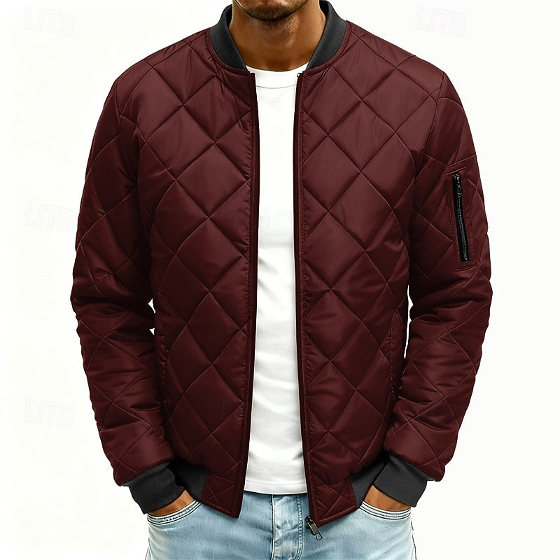 Doudoune homme matelassée courte style bomber à bords côtelés 5