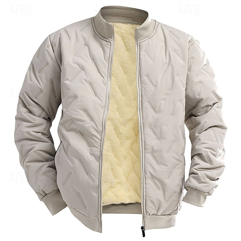 Doudoune homme matelassée courte style bomber à col montant et doublure polaire 1