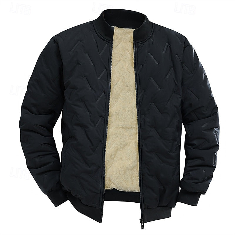 Doudoune homme matelassée courte style bomber à col montant et doublure polaire 3