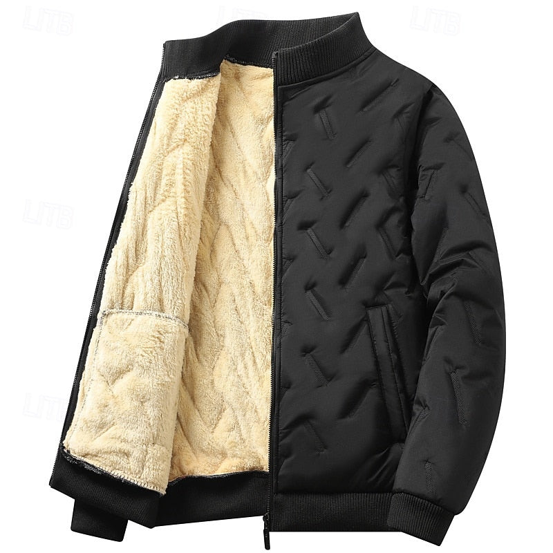 Doudoune homme matelassée courte style bomber à col montant et doublure polaire 4