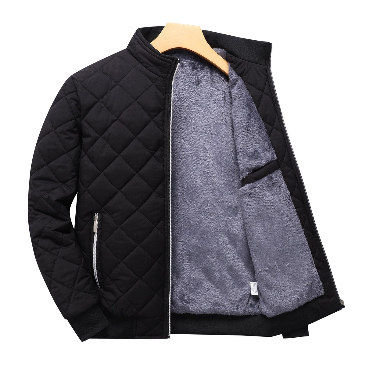 Doudoune homme matelassée courte style bomber à doublure polaire et poche zippée 1