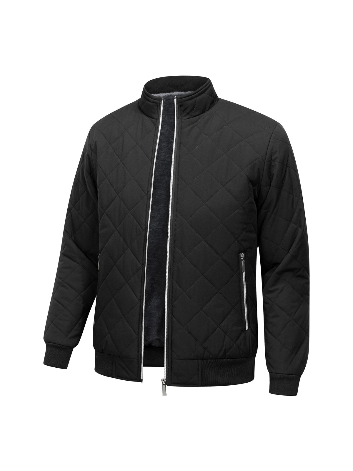Doudoune homme matelassée courte style bomber à doublure polaire et poche zippée 3