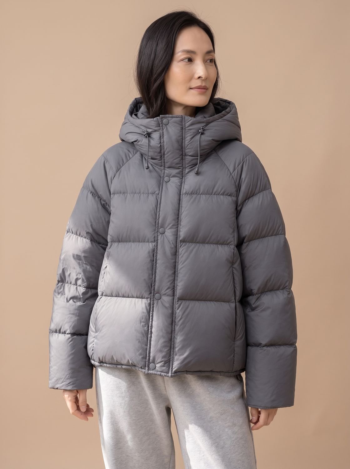 Doudoune oversize femme à capuche ajustable en duvet de canard 3